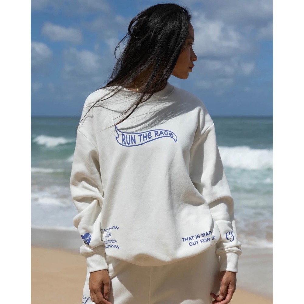 NEW Elevated Faith Run The Race Crewneck Sweatshirt Small Graphic Pullover NWT